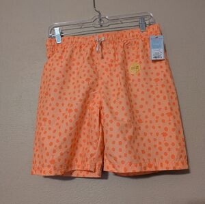 Cat & Jack Orange Patterned Kids Swim Trunks